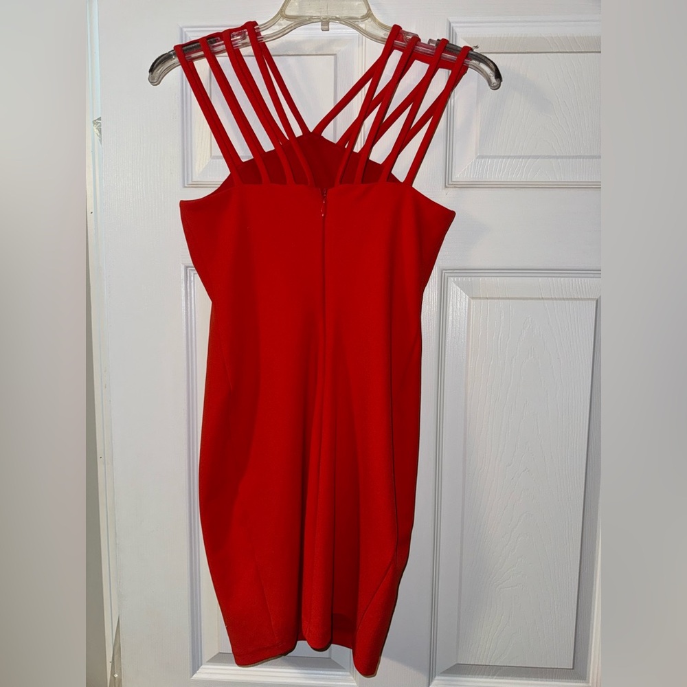 red dress. strappy shoulders. size medium. - Picture 2 of 2